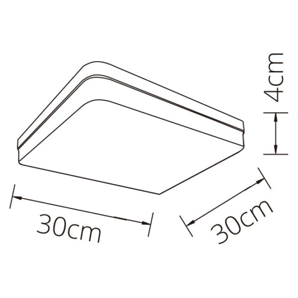 Plafond BISMUTO quadrado 1x48W LED 4320lm 6500K C.30xL.30xAlt.3,5cm Branco - Image 3