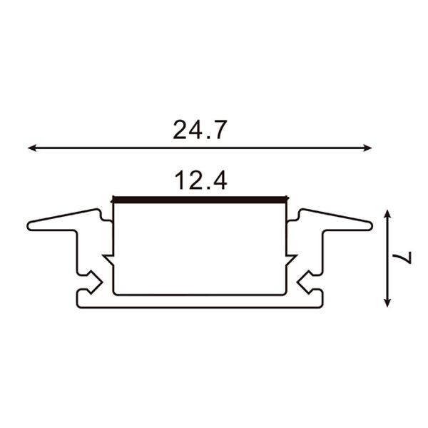 Calha com abas para fita LED preto com difusor opalino (para embutir) L.24,7x Alt.7mm - Image 3