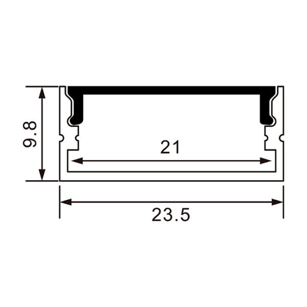 Calha sem abas para fita LED com difusor opalino L.23,5x Alt.9,8mm - Image 3