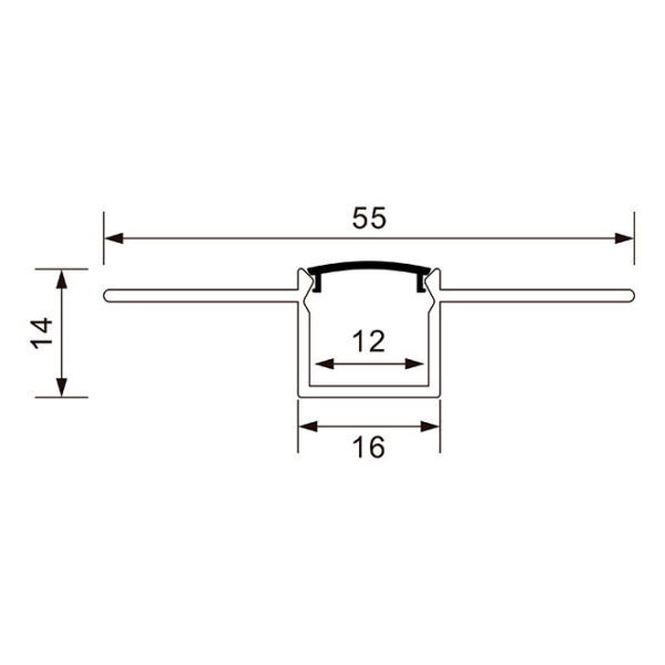 Calha de pladur para fita LED com difusor opalino L.55x Alt.14mm - Image 3
