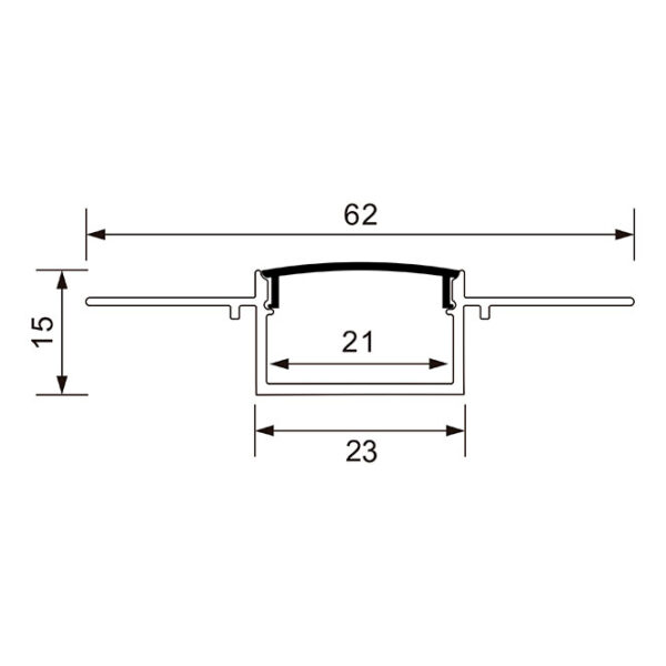 Calha de pladur para fita LED com difusor opalino L.62x Alt.15mm - Image 3