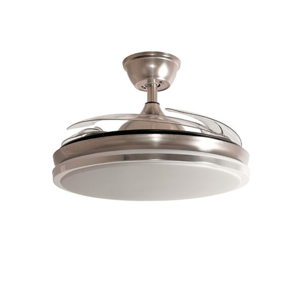 Ventoinha de tecto DUNE níquel, 4 palas retráteis, 72W LED 3000|4000|6000K, Alt.35xD.108/50cm - Image 2