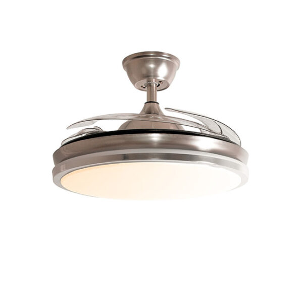 Ventoinha de tecto DUNE níquel, 4 palas retráteis, 72W LED 3000|4000|6000K, Alt.35xD.108/50cm - Image 3