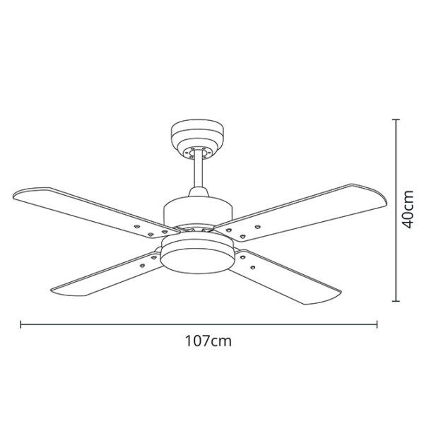 Ventoinha de tecto KENIA oxidada, 4 palas reversíveis, 18W LED 3000|4000|6500K, Alt.40xD.107cm - Image 3
