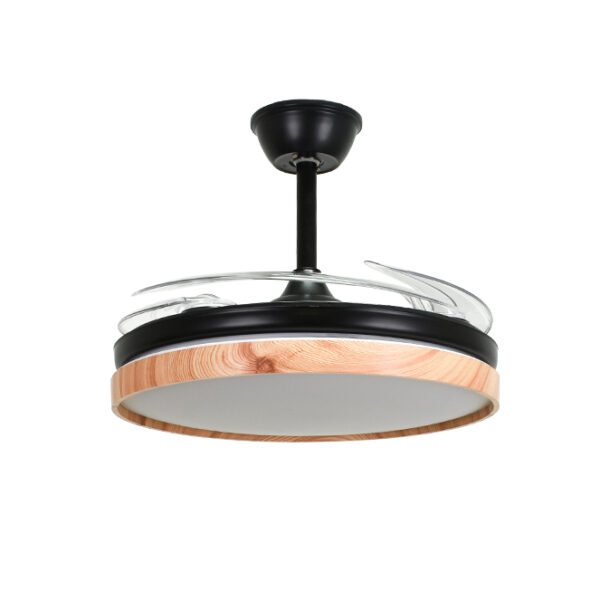 Ventoinha de tecto COSMOS MINI preto/faia, 4 palas retráteis, 48W LED 3000|4000|6000K A.35xD.91/40cm - Image 2