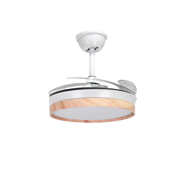 Ventoinha tecto COSMOS MINI branco/faia, 4palas retráteis, 48W LED 3000|4000|6000K, Alt.35xD.91/40cm - Image 2