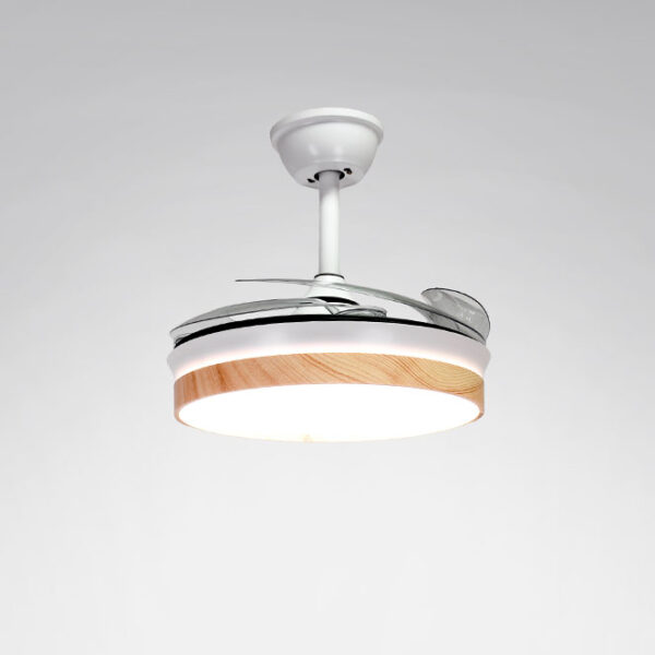 Ventoinha tecto COSMOS MINI branco/faia, 4palas retráteis, 48W LED 3000|4000|6000K, Alt.35xD.91/40cm - Image 3