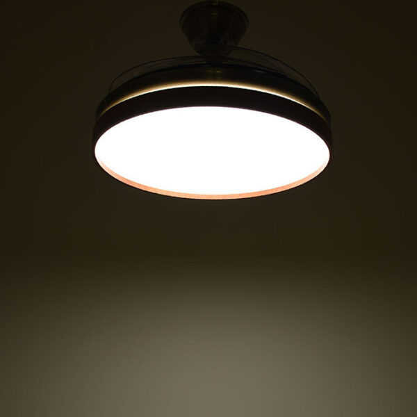 Ventoinha de tecto COSMOS oxidada/cerejeira, 4 palas retráteis, 72W LED 3000|4000|6000K A.35xD.108cm - Image 3