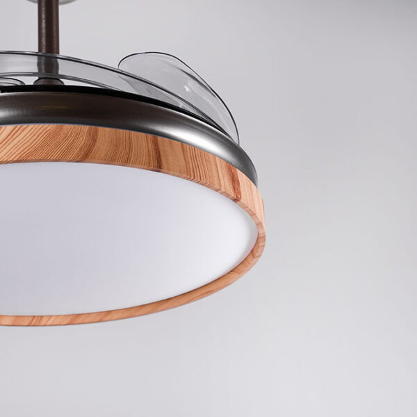 Ventoinha de tecto COSMOS níquel/faia, 4 palas retráteis, 72W LED 3000|4000|6000K, Alt.35xD.108/50cm - Image 3