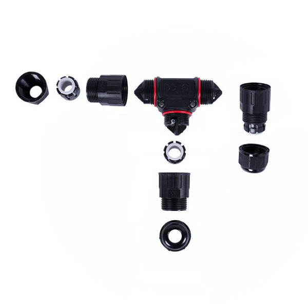 Ligador estanque preto em forma de T, 3x1.0-2.5mm2 450V/24A IP68 110°C - Image 2