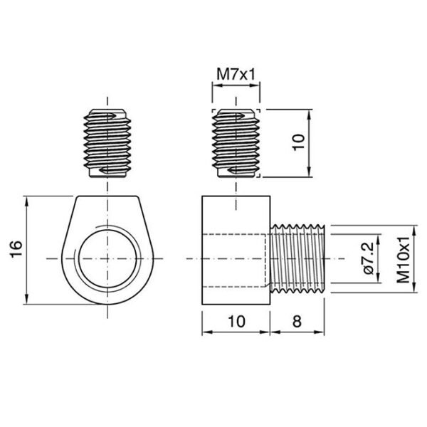 Cerra-cabos com rosca macho M10x1, em resina termoplástica dourada - Image 2