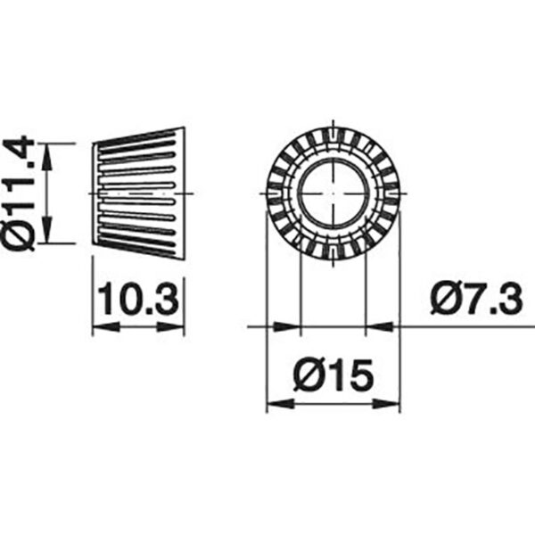 Chapéu p/interruptor de botão série 330VH preto, Alt.10, 3mm, em resina termoplástica - Image 2