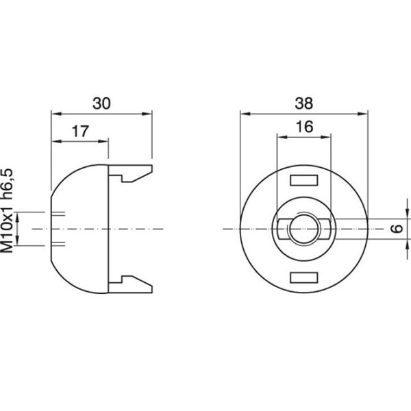 Capa preta para suporte E27 de 2-peças com rosca (M10x1) e batente, em resina termoplástica - Image 2