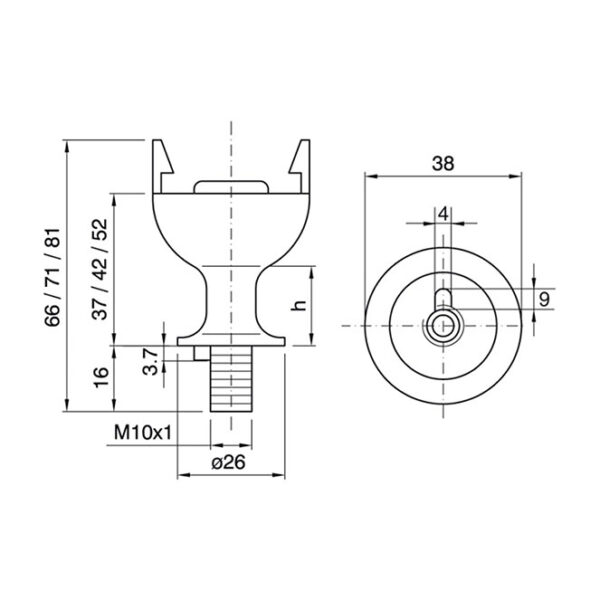 Capa preta para suporte E27 de 2-peças com rosca e travão, Alt.20mm, em resina termoplástica - Image 2