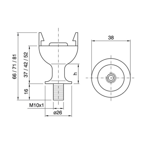 Capa dourada para suporte E27 de 2-peças com rosca e sem travão, Alt.25mm, em resina termoplástica - Image 2