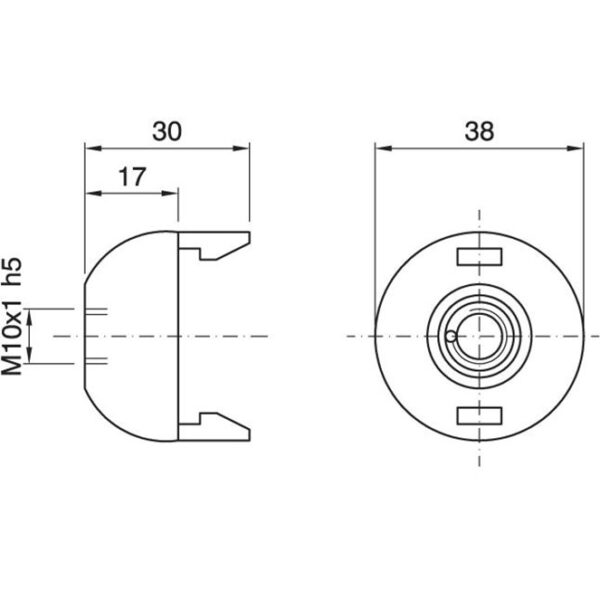 Capa preta p/suporte E27 2-peças c/porca metálica M13 e parafuso anti-rotação, resina termoplástica - Image 2