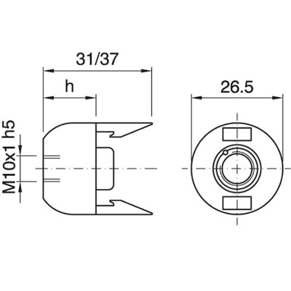 Capa branca p/suporte E14 de 2-pc c/porca metálica M10 e parafuso anti-rotação, resina termoplástica - Image 2
