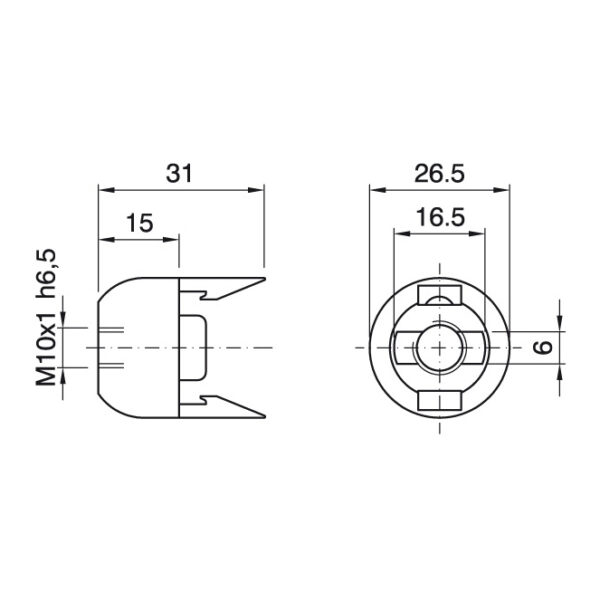 Capa preta para suporte E14 de 2-peças com rosca (M10x1), Alt.21mm, em resina termoplástica - Image 2