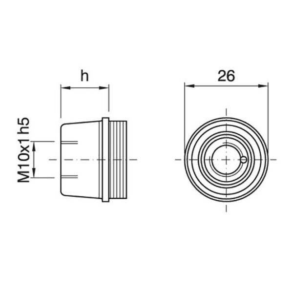 Capa dourada para suporte E14 de 3-peças c/porca metálica M10 e parafuso anti-rotação, em baquelite - Image 2