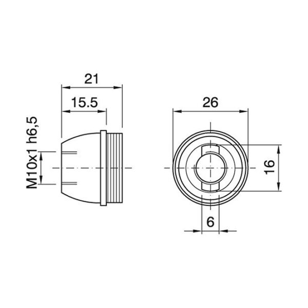 Capa branca brilhante p/suporte E14 3-pc com porca metálica M10 e paraf.anti-rotação, resina termopl - Image 3