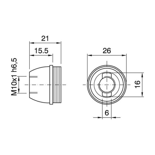 Capa preta brilhante p/suporte E14 3-pc com porca metálica M10 e paraf. anti-rotação, resina termopl - Image 3