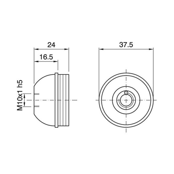 Capa branca brilhante p/suporte E27 3-pc com porca metálica M10 e paraf.anti-rotação, resina termopl - Image 2