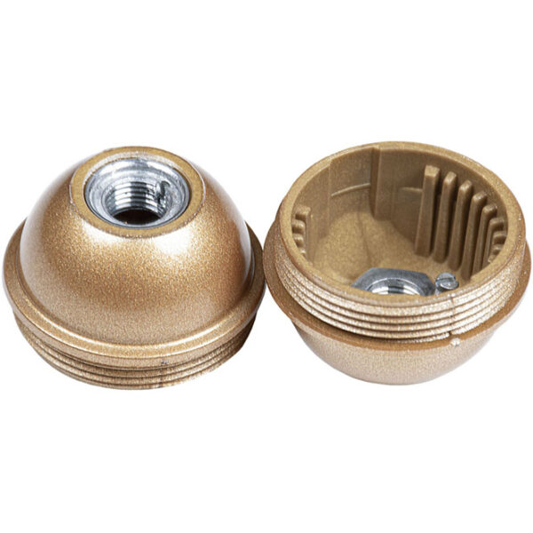 Capa dourada brilhante p/suporte E27 3-pc com porca metálica M10 e paraf.anti-rotação, resina termop - Image 2