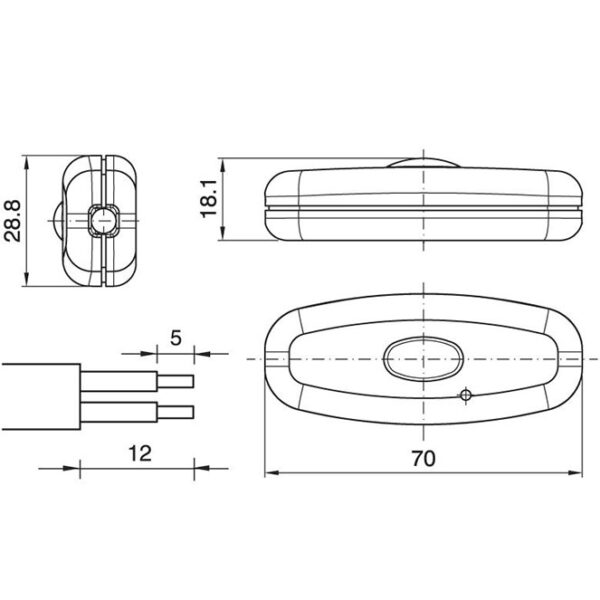 Regulador de mão com botão de pressão 10-150W 230Vac, em preto - Image 2