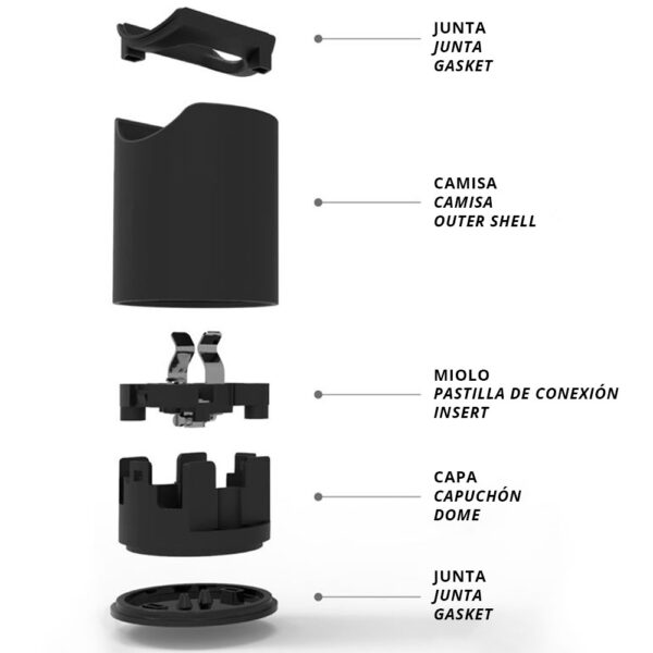 Suporte de lâmpada S14D LINESTRA IP44, em resina termoplástica preta - Image 2