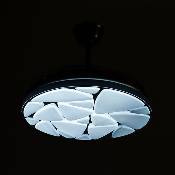 Ventoinha de tecto MARTE cromada, 4 palas retráteis, 72W LED 3000|4000|6000K, Alt.35xD.108/50cm - Image 3
