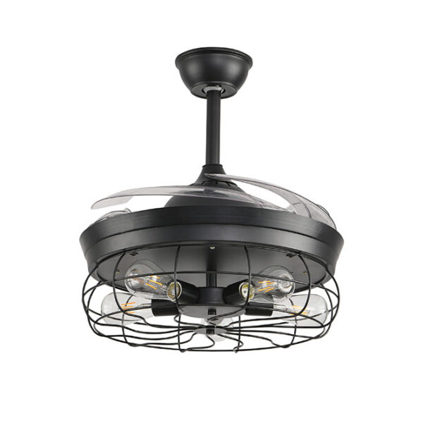 Ventoinha de tecto ANTICUARIO preta, 4 palas retráteis, 5 lâmpadas LED 4W E27 2700K, A.42xD.107/53cm - Image 2