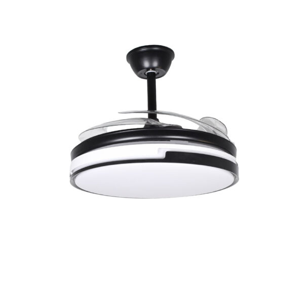 Ventoinha de tecto ROBIN preta, 4 palas retráteis, 72W LED 3000|3500|6500K, Alt.35xD.107/50cm - Image 2