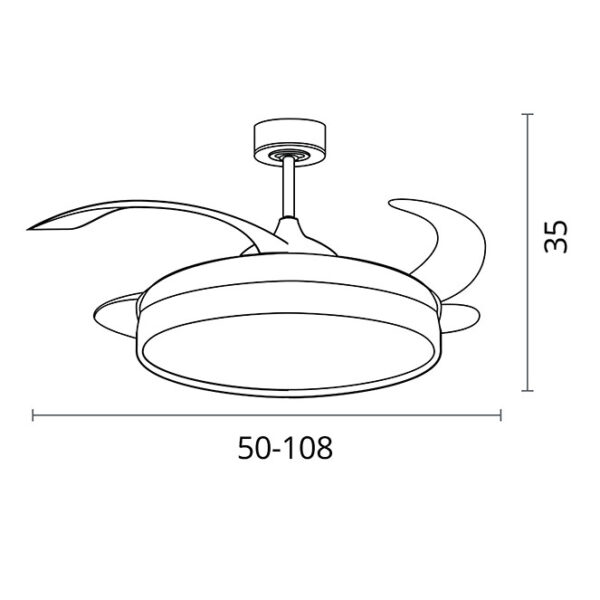 Ventoinha de tecto ACANTO prata, 4 palas retráteis, 72W LED 3000|4000|6000K, Alt.35xD.108/50cm - Image 3