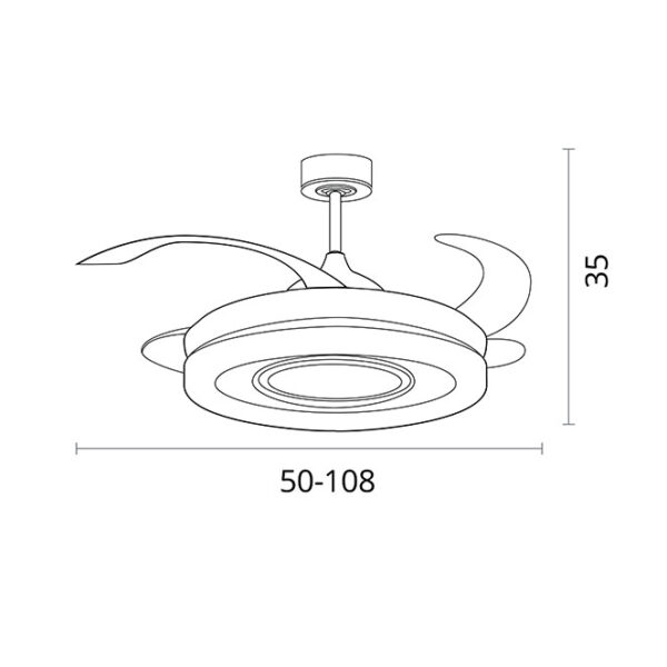 Ventoinha de tecto AMALTEA branca, 4 palas retráteis, 116W LED 3000|4000|6500K, Alt.35xD.108/50cm - Image 3