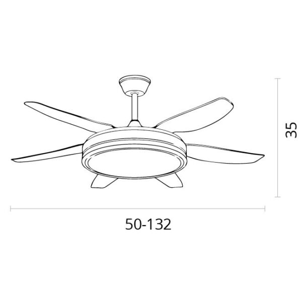 Ventoinha de tecto ORION branco, 6 palas, 72W LED 3000|4000|6000K A.35xD.132/50cm - Image 3