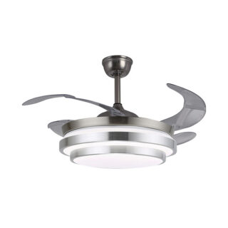 Ventoinha de tecto SELENE MINI níquel, 4 palas retráteis, 48W LED 3000|4000|6000K, Alt.35xD.91/40cm