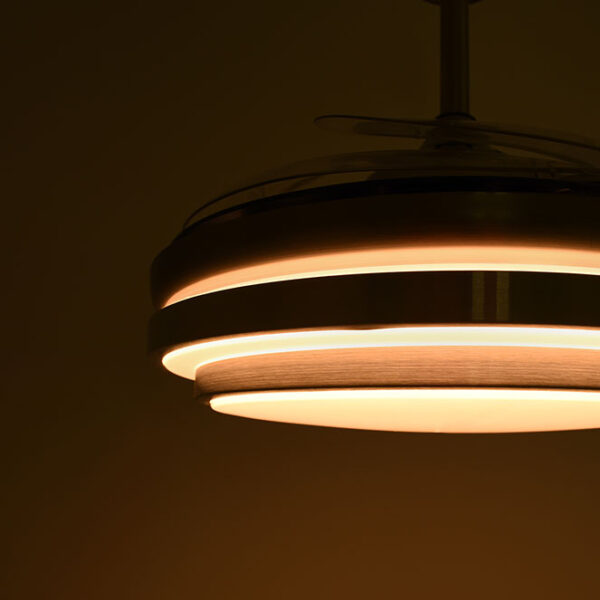 Ventoinha de tecto SELENE níquel, 4 palas retráteis, 72W LED 3000|4000|6000K, Alt.35xD.108/50cm - Image 3