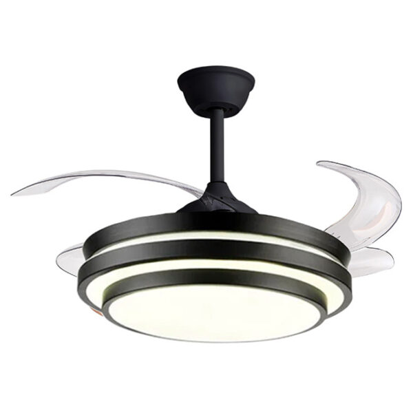 Ventoinha de tecto SELENE preto, 4 palas retráteis, 72W LED 3000|4000|6000K, Alt.35xD.108/50cm