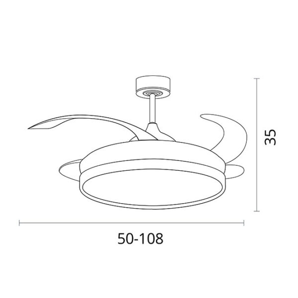 Ventoinha de tecto KIGALI branca/prata, 4palas retráteis, 72W LED 3000|4000|6000K, Alt.35xD.108/50cm - Image 3