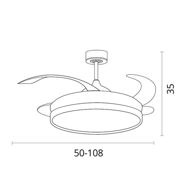 Ventoinha de tecto KIGALI branca/branca, 4palas retráteis, 72W LED 3000|4000|6000K Alt.35xD.108/50cm - Image 3
