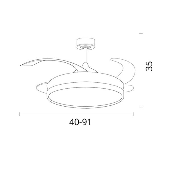 Ventoinha de tecto KIGALI MINI branca/dourada 4palas retráteis 48WLED 3000|4000|6000K Alt35xD91/40cm - Image 3