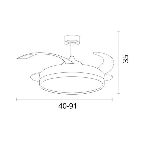 Ventoinha tecto KIGALI MINI branca/branca 4palas retráteis 48W LED 3000|4000|6000K Alt.35xD.91/40cm - Image 3