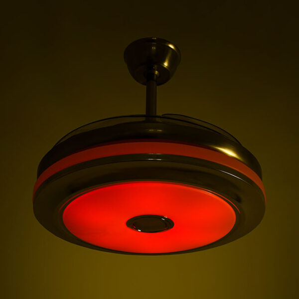 Ventoinha de tecto SOLANO níquel, 4 palas retráteis, 72W LED 3000|4000|6000|RGBK, Alt.45xD.108/50cm - Image 2