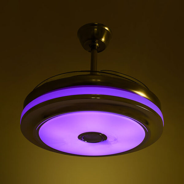 Ventoinha de tecto SOLANO níquel, 4 palas retráteis, 72W LED 3000|4000|6000|RGBK, Alt.45xD.108/50cm - Image 3
