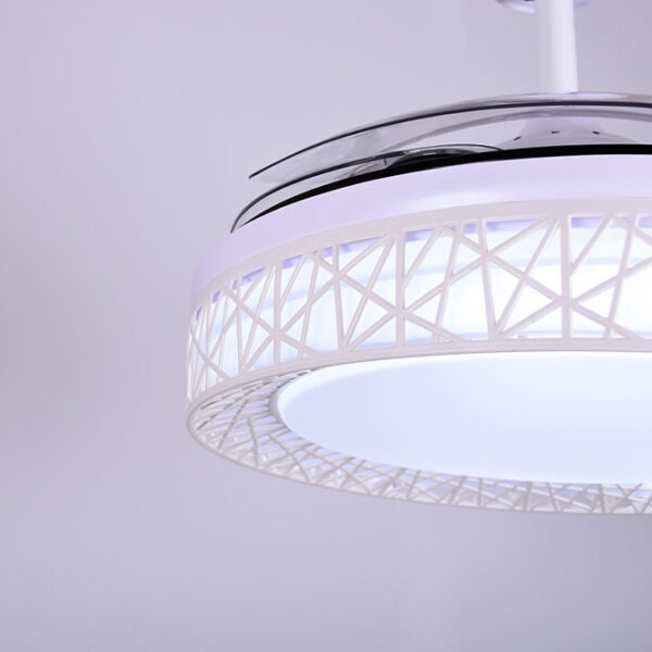 Ventoinha de tecto NIDO branca, 4 palas retráteis, 72W LED 3000|4000|6000K, Alt.35xD.108/50cm - Image 3