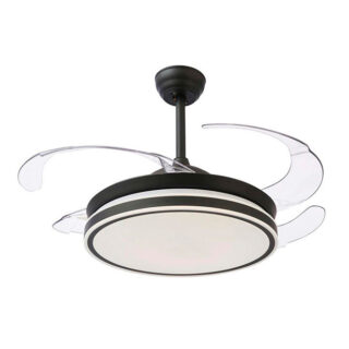 Ventoinha de tecto ASGARD MAXI preta, 4 palas retráteis, 72W LED 3000|4000|6000K, Alt.35xD.120/50cm