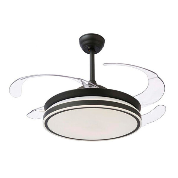 Ventoinha de tecto ASGARD MAXI preta, 4 palas retráteis, 72W LED 3000|4000|6000K, Alt.35xD.120/50cm