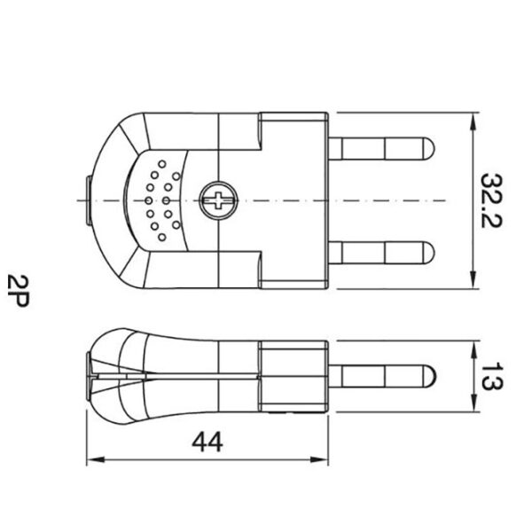 Ficha branca 2P reutilizável 250Vac, 10A, IP20, em resina termoplástica - Image 2