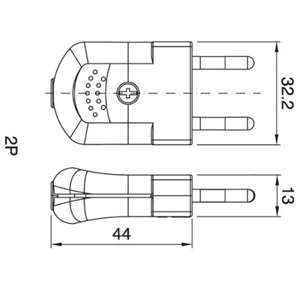 Ficha dourada 2P reutilizável 250Vac, 10A, IP20, em resina termoplástica - Image 2