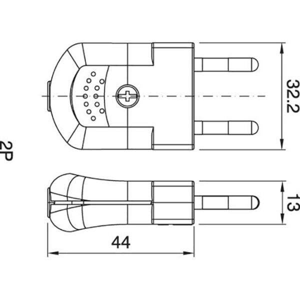 Ficha preta 2P reutilizável 250Vac, 10A, IP20, em resina termoplástica - Image 2